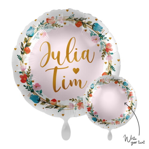 Folienballon-Personalisiert-Blumenkranz-Text