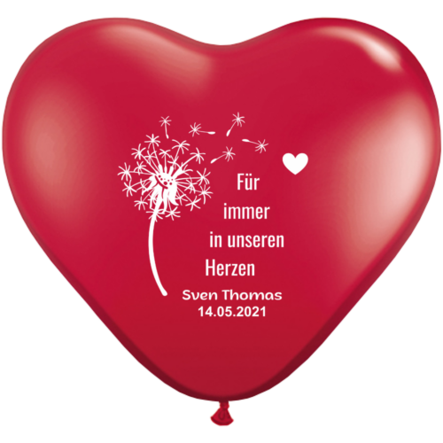 Trauerballons - Für immer in unseren Herzen - Rot mit Namen